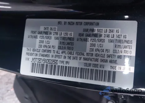 2022 Mazda Cx-9 Grand Touring from USA, damaged, VIN JM3TCBDY5N0622690